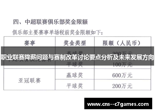 职业联赛降薪问题与赛制改革讨论要点分析及未来发展方向 职业联赛降薪问题与赛制改革讨论要点分析及未来发展方向